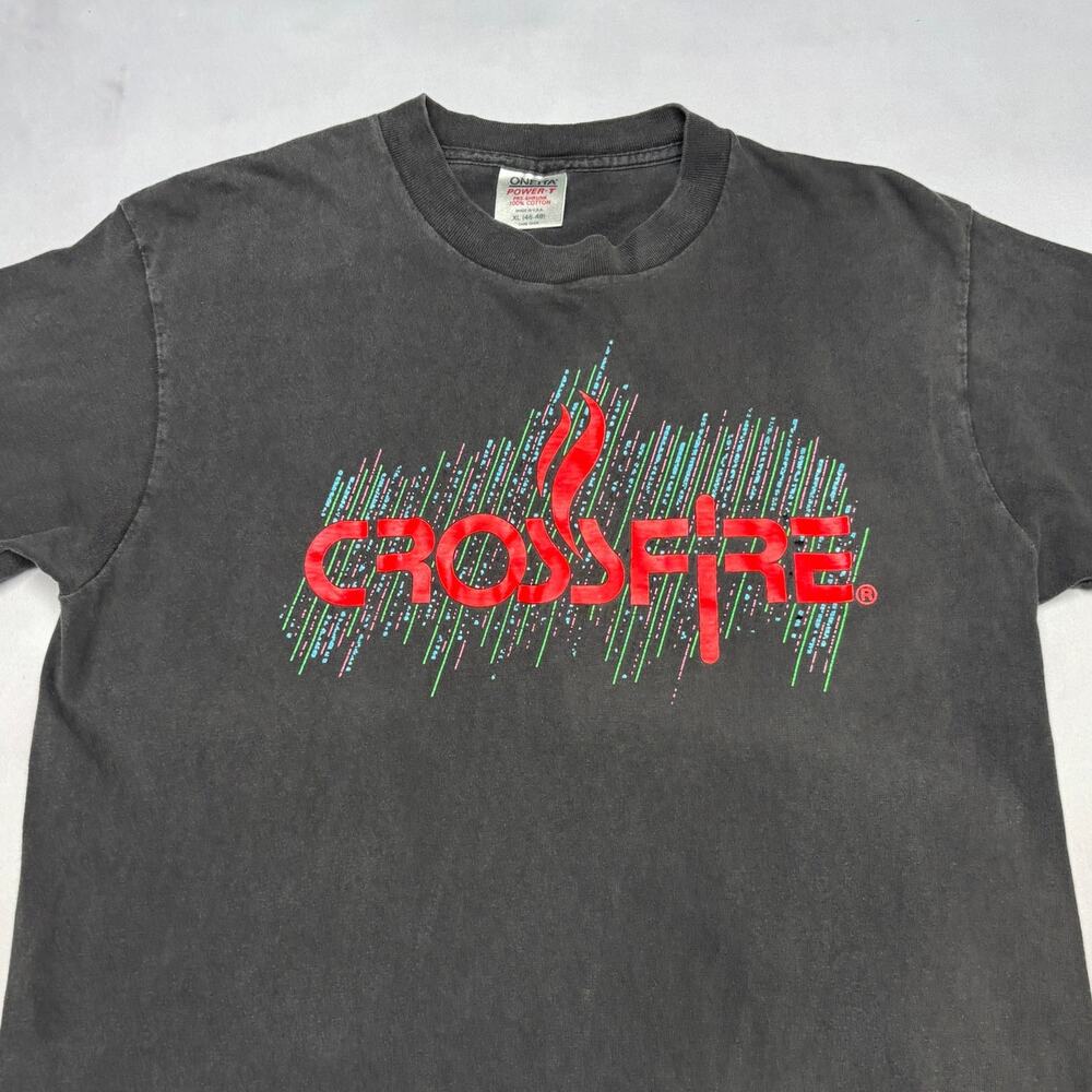 Vintage 1990s Crossfire Board Game Promo T Shirt XL Oneita USA Single Stitch
